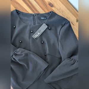 INA Women's Black Jacket Long Sleeve Beads